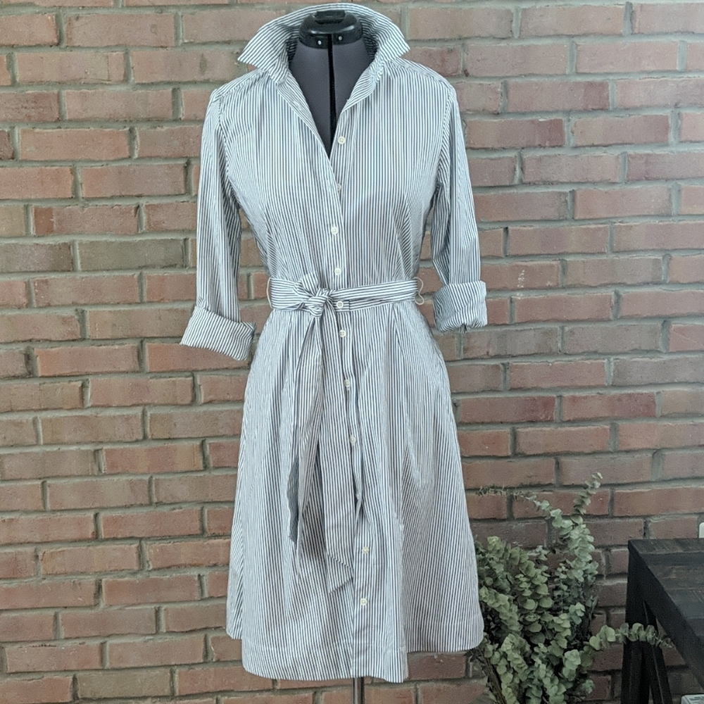 J. Crew Factory Striped Shirt Dress Sz 8 NWOT